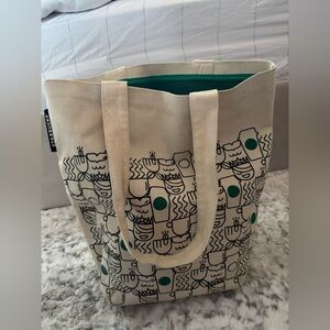 Starbucks Canvas Tote Bag with spill safe rubber lining